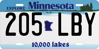 MN license plate 205LBY