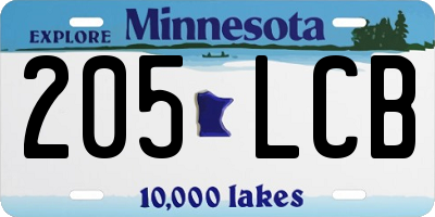 MN license plate 205LCB