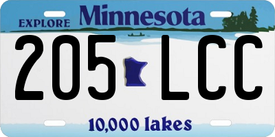 MN license plate 205LCC
