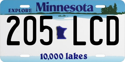 MN license plate 205LCD