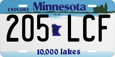 MN license plate 205LCF