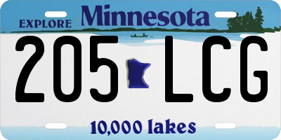 MN license plate 205LCG