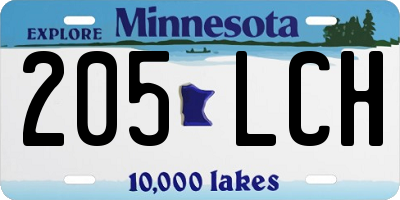 MN license plate 205LCH