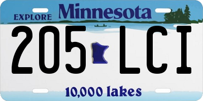 MN license plate 205LCI