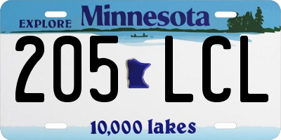 MN license plate 205LCL