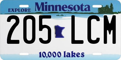 MN license plate 205LCM