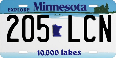 MN license plate 205LCN