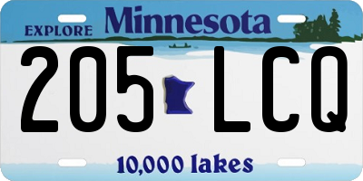 MN license plate 205LCQ