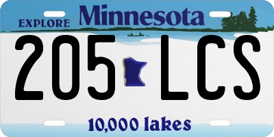 MN license plate 205LCS