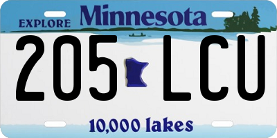 MN license plate 205LCU