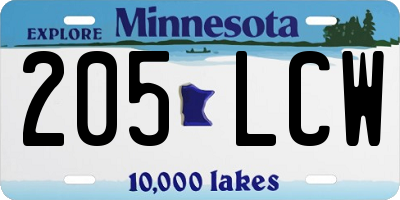 MN license plate 205LCW