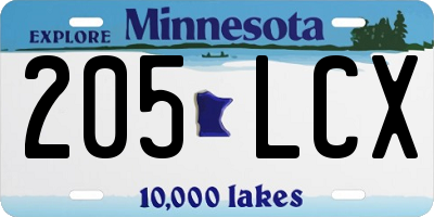 MN license plate 205LCX