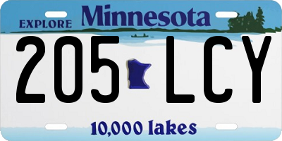 MN license plate 205LCY