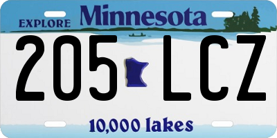 MN license plate 205LCZ