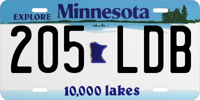 MN license plate 205LDB