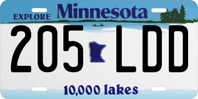 MN license plate 205LDD