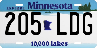 MN license plate 205LDG
