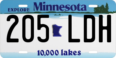 MN license plate 205LDH