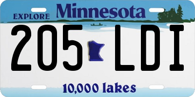 MN license plate 205LDI