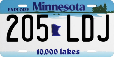 MN license plate 205LDJ