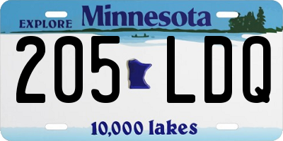 MN license plate 205LDQ