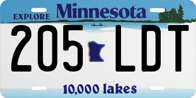 MN license plate 205LDT