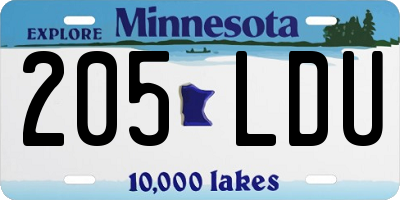MN license plate 205LDU