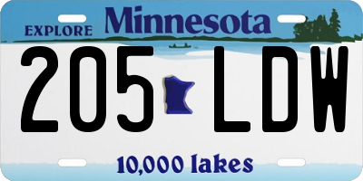 MN license plate 205LDW