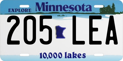 MN license plate 205LEA