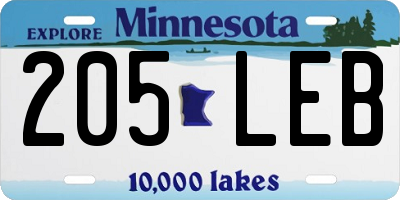 MN license plate 205LEB