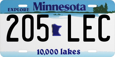 MN license plate 205LEC