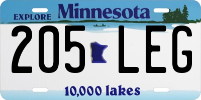 MN license plate 205LEG