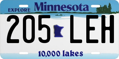 MN license plate 205LEH