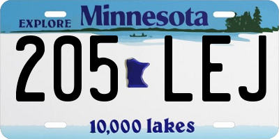 MN license plate 205LEJ