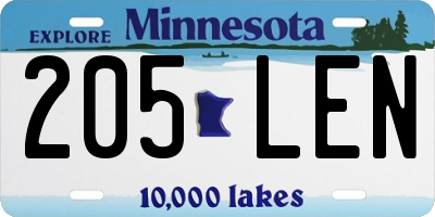 MN license plate 205LEN