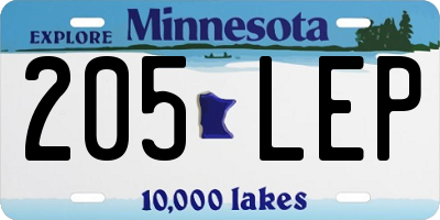 MN license plate 205LEP