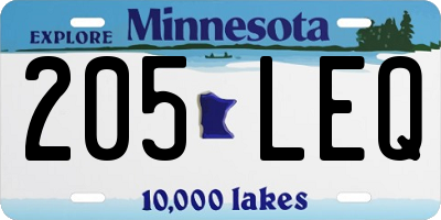 MN license plate 205LEQ