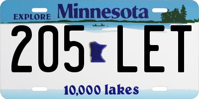 MN license plate 205LET