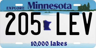 MN license plate 205LEV