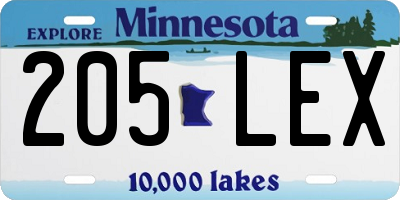 MN license plate 205LEX