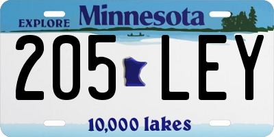 MN license plate 205LEY