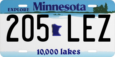 MN license plate 205LEZ