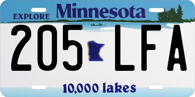 MN license plate 205LFA