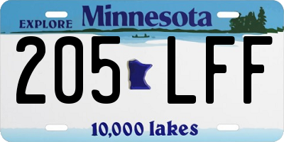 MN license plate 205LFF