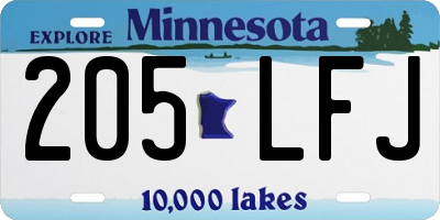 MN license plate 205LFJ