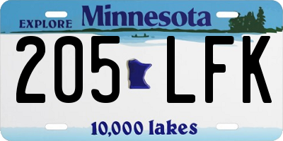 MN license plate 205LFK