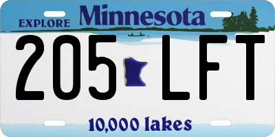 MN license plate 205LFT