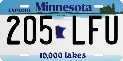 MN license plate 205LFU