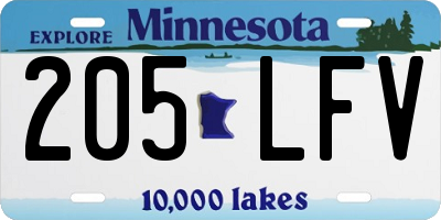 MN license plate 205LFV