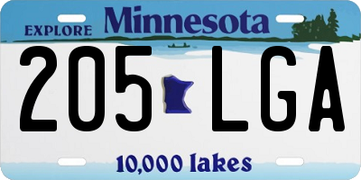 MN license plate 205LGA